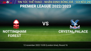 Nhận định bóng đá Nottingham Forest vs Crystal Palace, 22h ngày 12/11