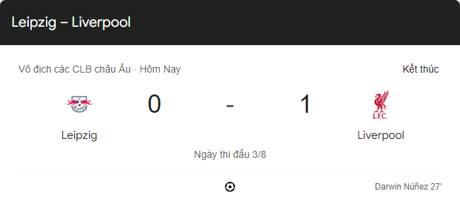 Kết quả bóng đá Leipzig vs Liverpool
