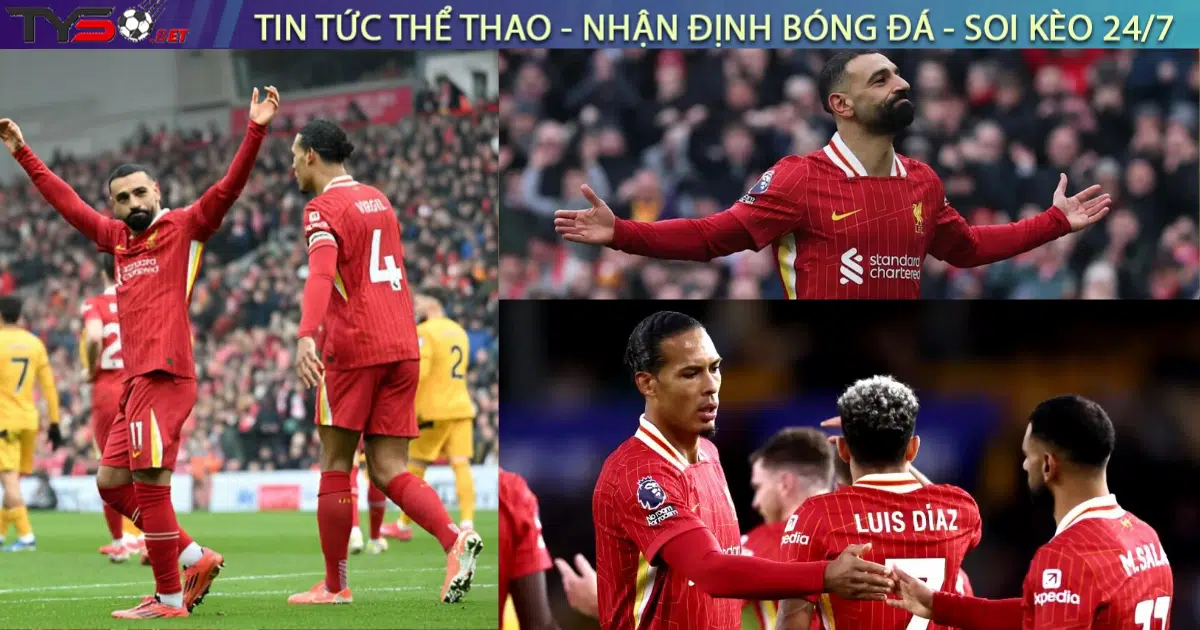 Liverpool vượt qua Wolves với chiến thắng nghẹt thở 2-1, Salah tiếp tục tỏa sáng