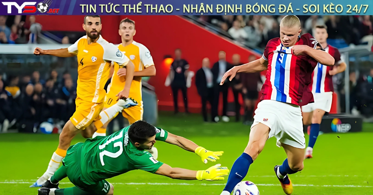 Haaland ghi 5 bàn, lập kỷ lục lịch sử và xin lỗi thủ môn Moldova sau trận thắng 11-1