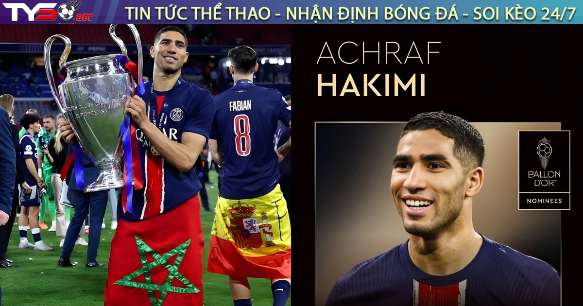Achraf Hakimi vượt qua Salah để giành Bóng Vàng châu Phi: Cột mốc lịch sử cho một hậu vệ