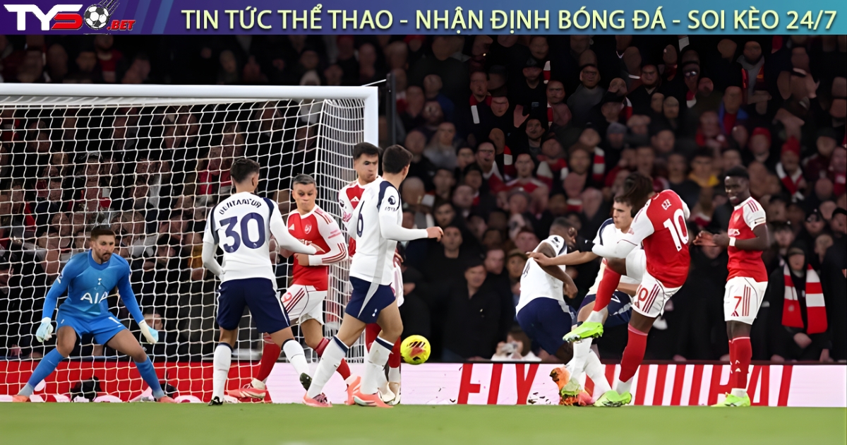 Richarlison ghi siêu phẩm từ gần giữa sân, khiến Emirates sững lặng trong trận derby Bắc London