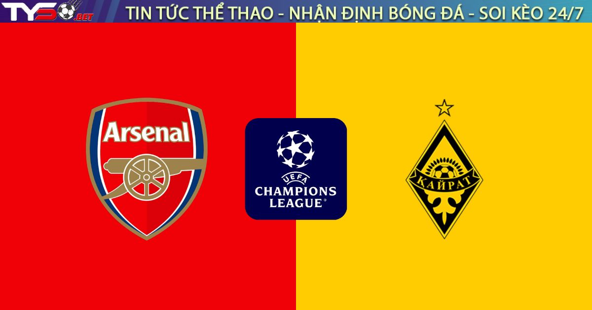 Nhận định Arsenal vs Kairat, 03:00 ngày 29/01: Pháo thủ hủy diệt